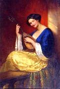 Julie Wilhelmine Hagen-Schwarz Mandoline player oil painting